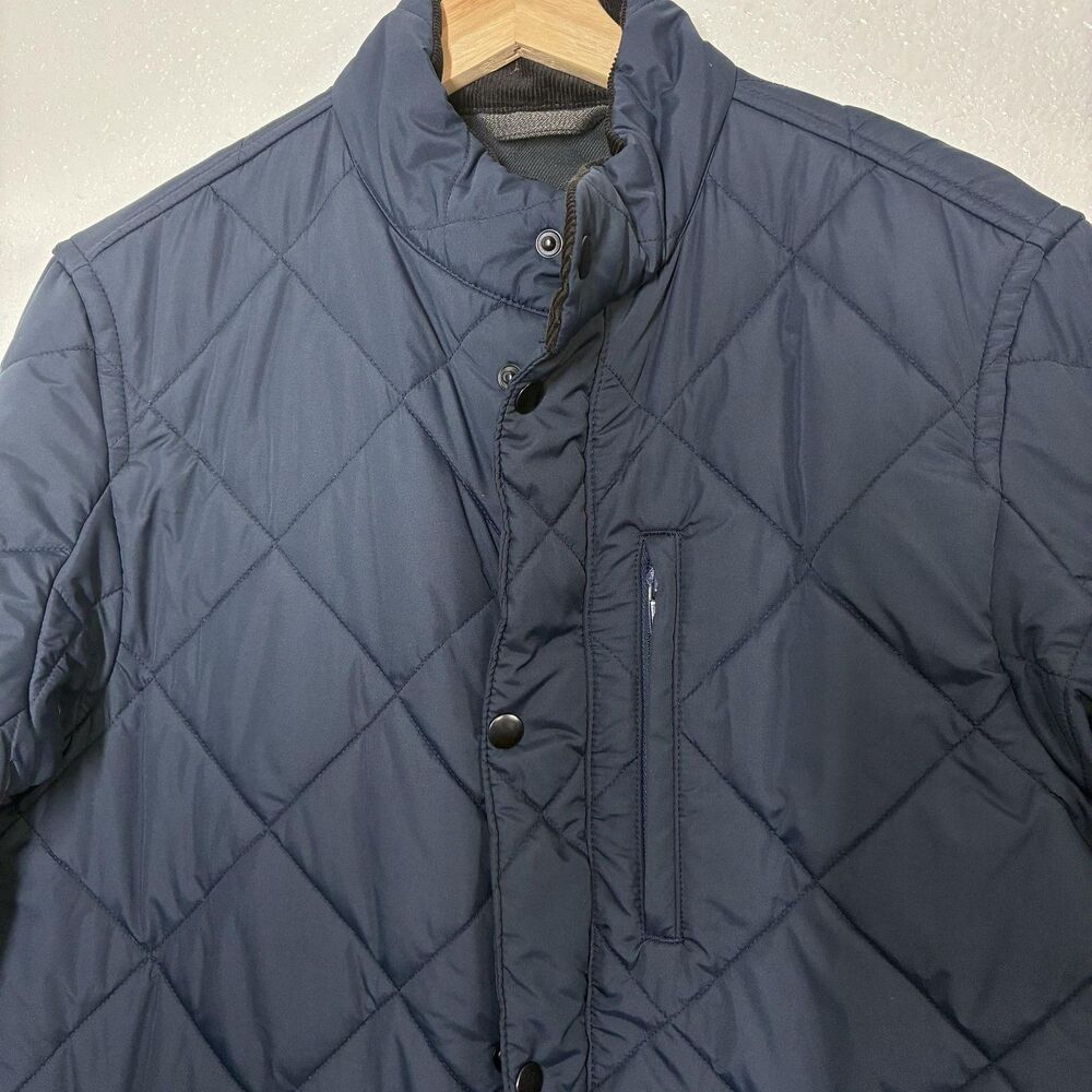 J.Crew Jacket Mens Small Navy Quilted Full Zip Stand Collar Pockets Insulated - Picture 3 of 16